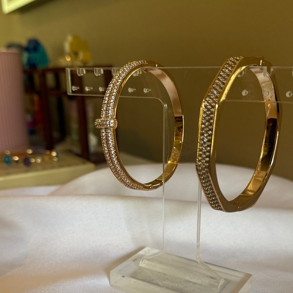Park Lane Gold Prosecco Bangle & Crystal Octagonal Bracelet Set - Picture 4 of 4
